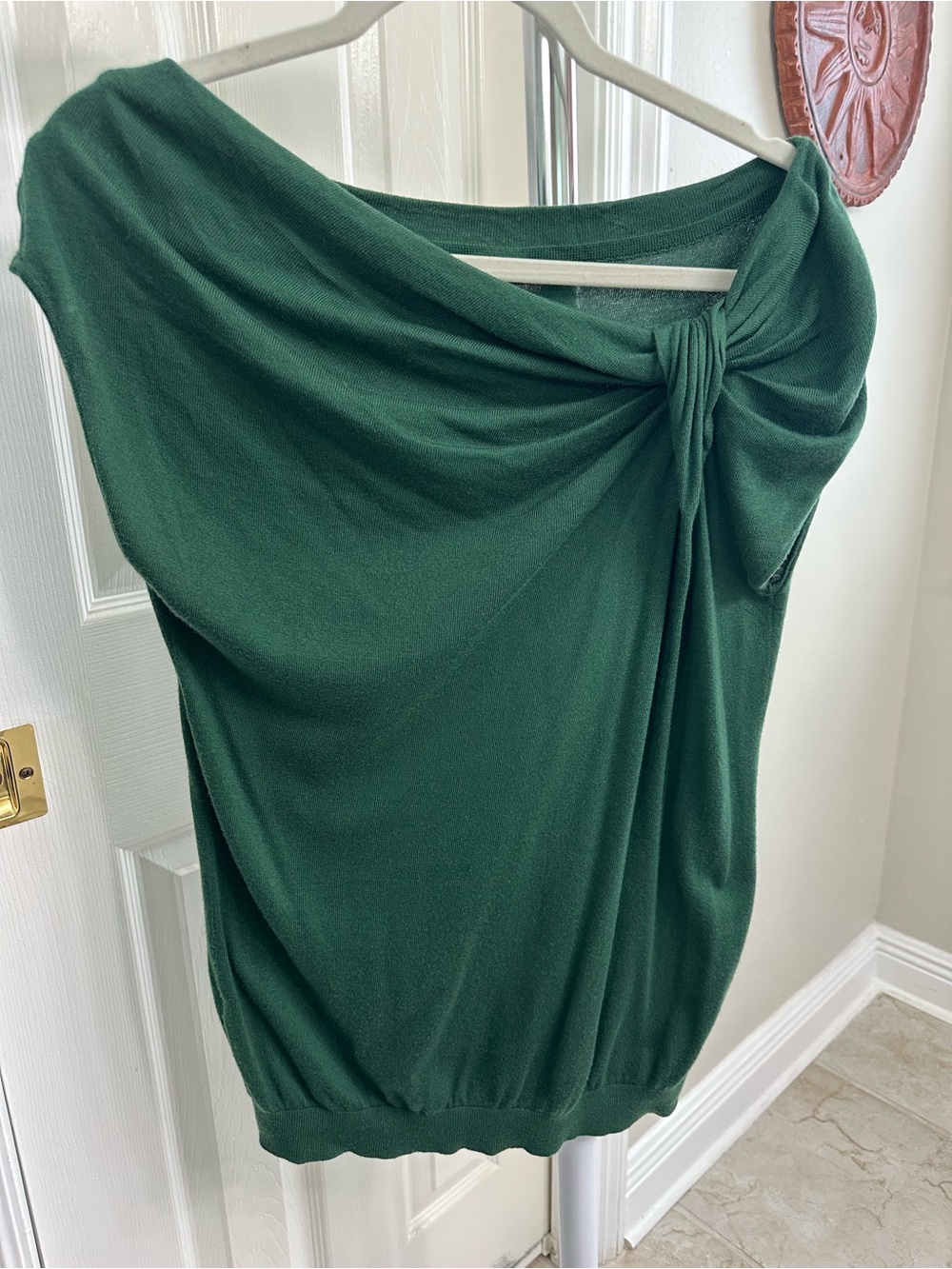 Ann Taylor Forest Green, Knit, Sleeveless top with Knot, L